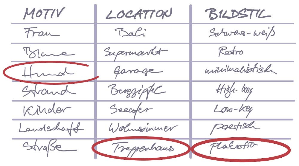 Hund Treppenhaus plakativ