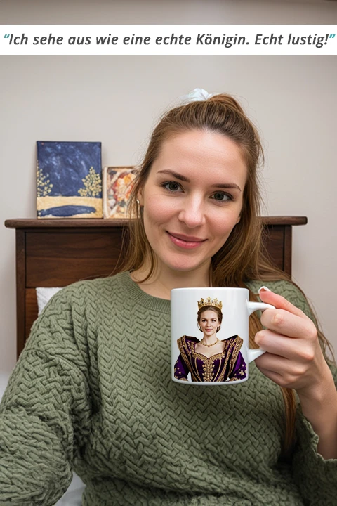 zufriedener Kunde mit Katzenporträt