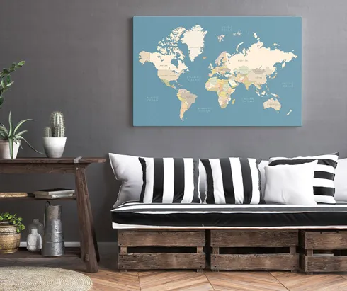 leinwand weltkarte in raum